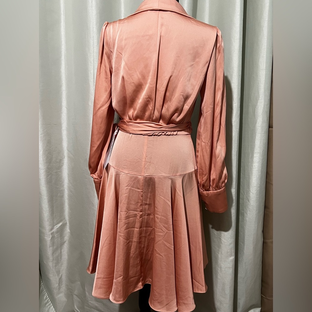 Mac Duggal Elegant salmon Peach Wrap‎ Dress high low Style #70135 size 2 NWT - Picture 7 of 11